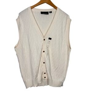 Greg Norman Cream Cable Knit Sweater Vest XL NWOT 100% Cotton Golf Layer